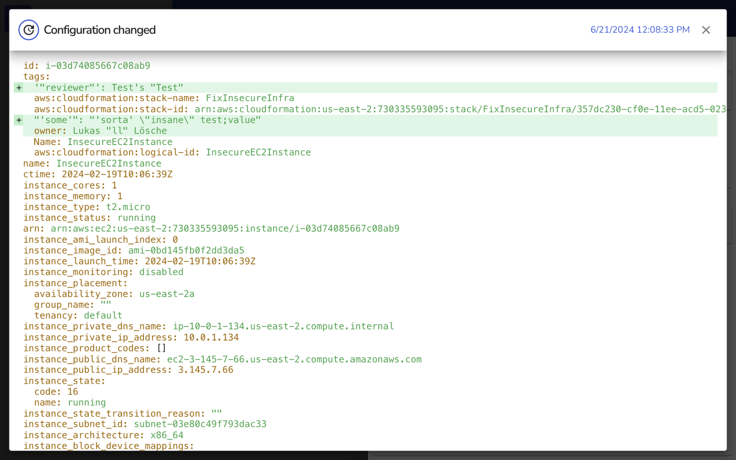 Inventory Resource Config Diff